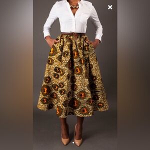 Demestik NEW YORK Brown and Orange Wax Cotton Midi